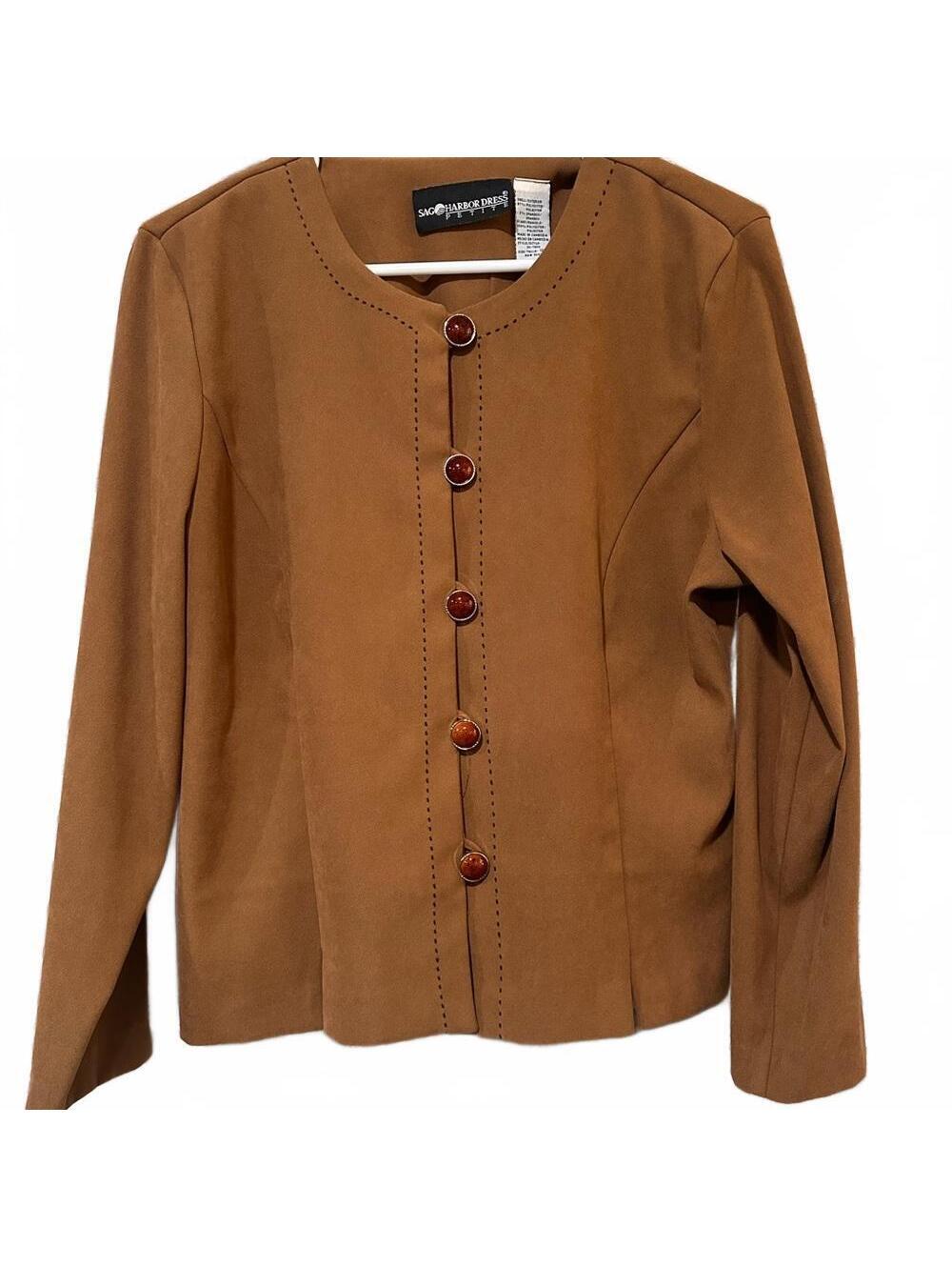 Sag Harbor Brown Jacket with Button Accents